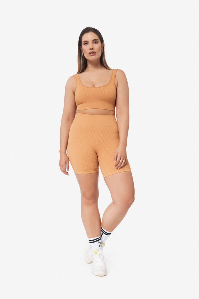 DOMINIC RIBBED CROP - PEACH