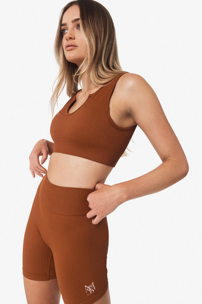 DOMINIC RIBBED CROP - RUST